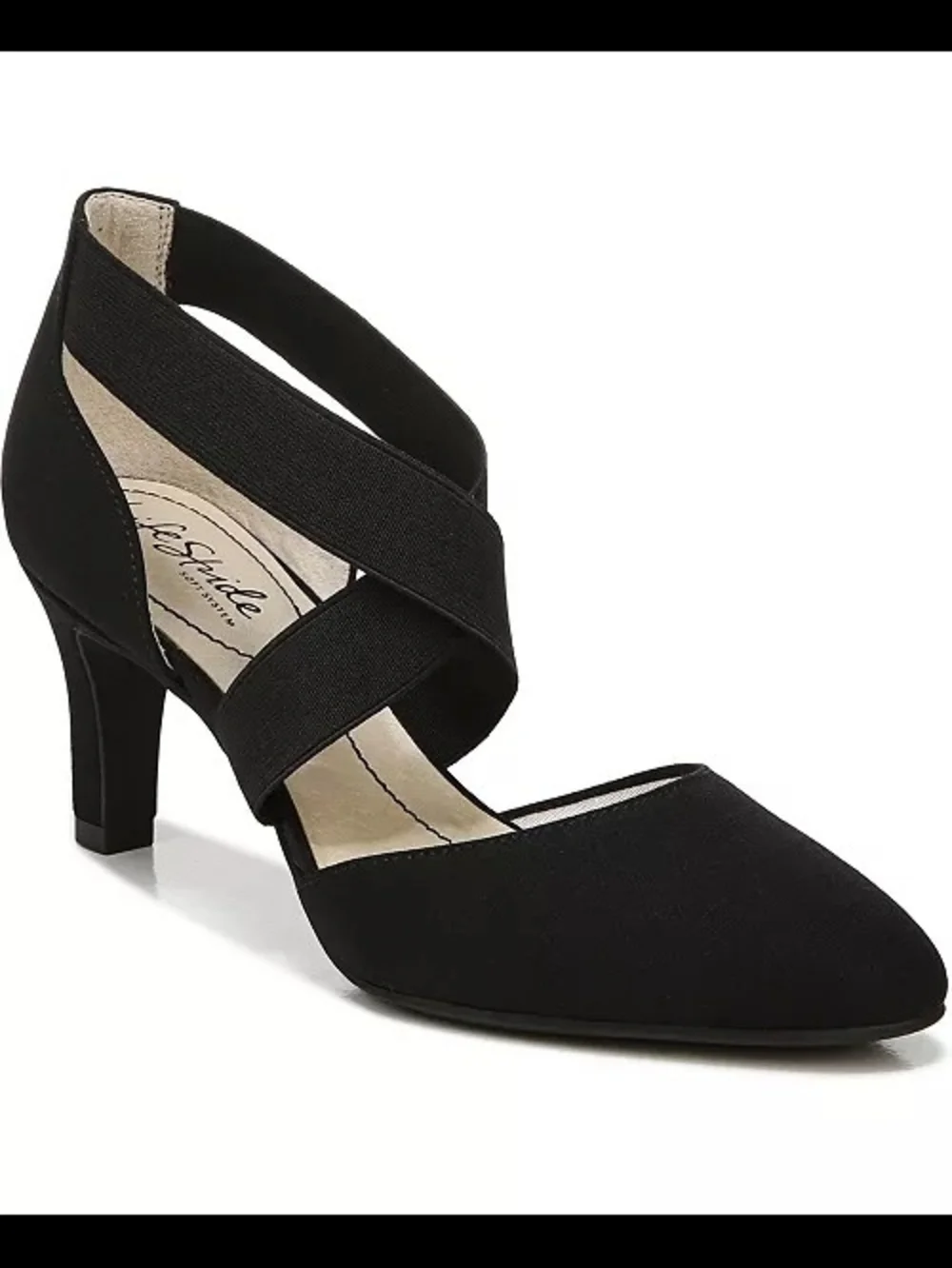 Life Stride Black Crisscross Mid Heel Pump